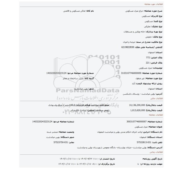 مزایده، منزل مسکونی