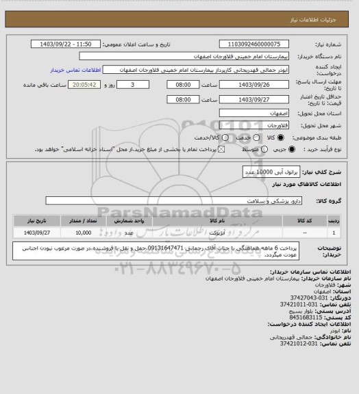 استعلام برانول آبی 10000 عدد