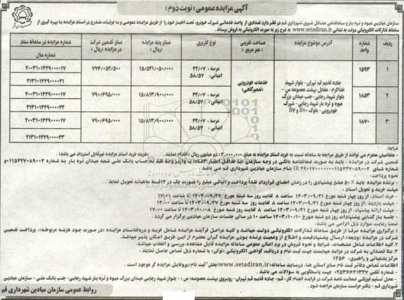 مزایده فروش تعدادی از واحد خدماتی شهرک خودرو - نوبت دوم 