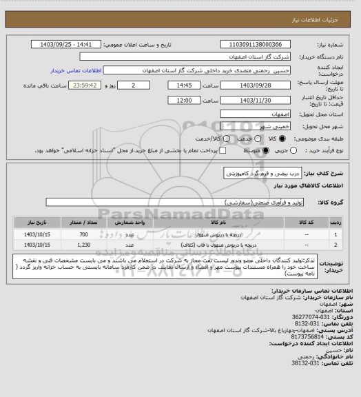 استعلام درب بیضی و فرم گرد کامپوزیتی