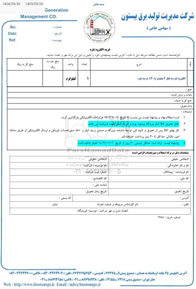 استعلام خرید الکترود نقره 