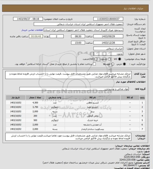 استعلام ایرانکد مشابه میباشد اقلام مواد غذایی طبق مشخصات فایل پیوست .قیمت نهایی را با احتساب ارزش افزوده لحاظ نموده و بارگزاری پیش فاکتور الزامی میباشد.