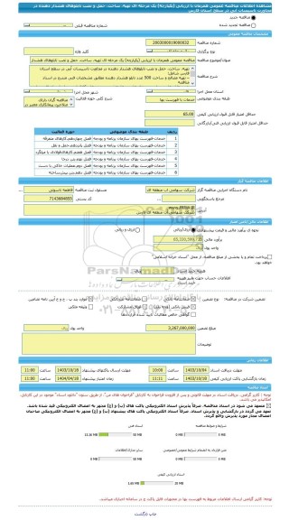 مناقصه، مناقصه عمومی همزمان با ارزیابی (یکپارچه) یک مرحله ای تهیه، ساخت، حمل و نصب تابلوهای هشدار دهنده در مجاورت تاسیسات آبی در سطح استان فارس