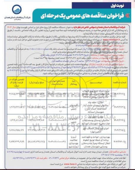 مناقصه برآورد شبکه جمع آوری فاضلاب ...