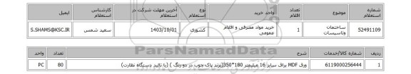 استعلام ساختمان وتاسیسات