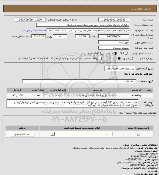 استعلام زیرسازی معابر جاجو سفلی