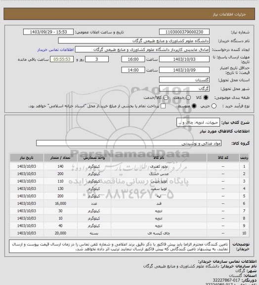 استعلام حبوبات، ادویه، چای و ..