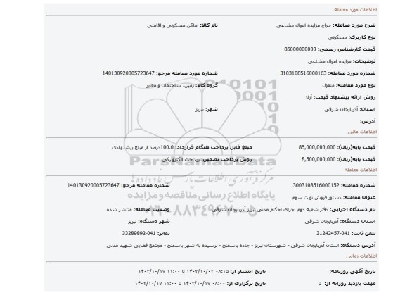 مزایده، مزایده اموال مشاعی