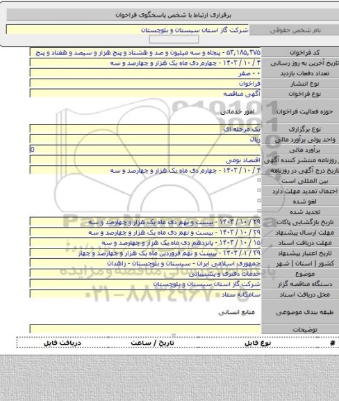 مناقصه, خدمات دفتری و پشتیبانی