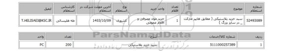 استعلام سبد خرید پلاستیکی ( مطابق هایپر مارکت _ در سایز بزرگ )