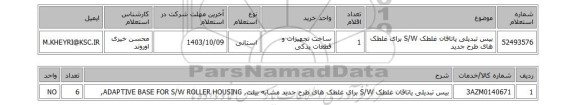 استعلام بیس تبدیلی یاتاقان غلطک S/W برای غلطک های طرح جدید