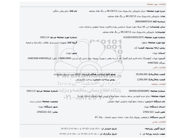 جاروبرقی پاناسونیک مدل MC-CG713 در رنگ های مختلف