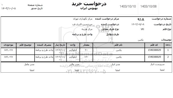 استعلام پکتین 