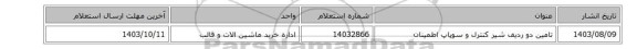 تامین دو ردیف شیر کنترل و سوپاپ اطمینان