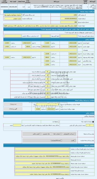 مزایده ، قطعات یکدستگاه موتور چهارچرخ - بصورت منفصل و جدا بدون شاسی  و فاقد تردد و شماره ملی  به شرط روئیت کالا