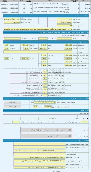 مزایده ، انواع کالا و مصنوعات مختلف موجود در گمرک خرمشهر/رویت کالا توسط خریدار الزامی میباشد./تمامی هزینه های مترتبه در هنگام تر