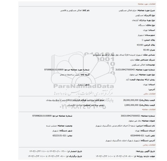 مزایده، اماکن مسکونی