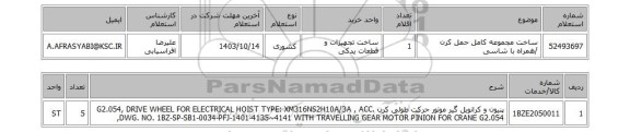 استعلام ساخت مجموعه کامل حمل کرن /همراه با شاسی