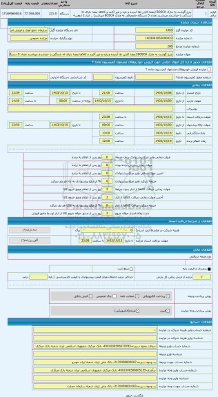 مزایده ، چرخ گوشت به مارک BOSCH (بعضا کارتن ها آبدیده و پاره و غیر آکبند و کالاها بعضا دارای له شدگی یا خراشدار میباشند تعداد 5