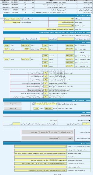 مزایده ، انواع لوازم مخابراتی