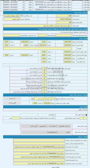 مزایده ، دستگاه سنجش هوا