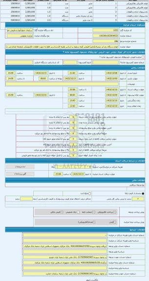 مزایده ، انواع دستگاه رمز ارز دیجیتال(ماینر) فروش کلیه ردیفها بر اساس نظریه کارشناسی فقط به صورت قطعات الکترونیکی منفصله انجام م