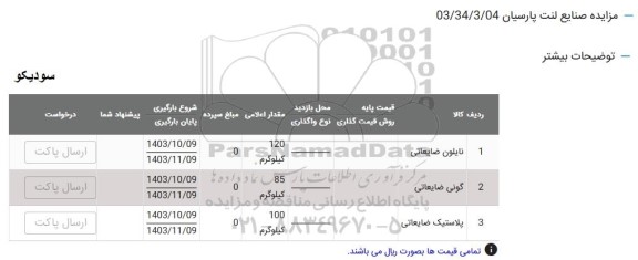 مزایده نایلون ضایعاتی ....