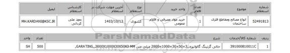 استعلام انواع مصالح ومقاطع فلزی ساختمان