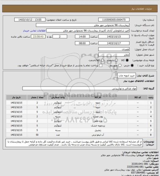 استعلام خرید ادویه جات