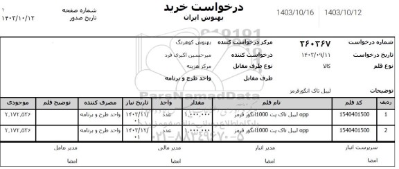 استعلام لیبل تاک انگور قرمز 