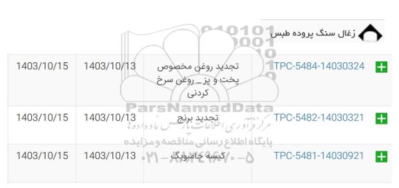 تجدید استعلام روغن مخصوص پخت و پز- روغن سرخ کردنی، برنج و کیسه جامبوبگ