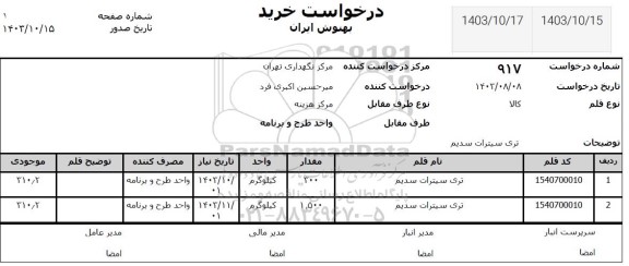 استعلام تری سیترات سدیم