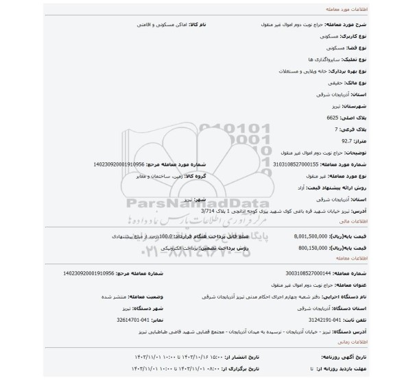 مزایده، حراج نوبت دوم اموال غیر منقول