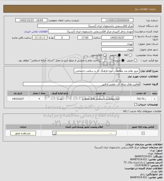 استعلام مرور نظام مند مطالعات حوزه فرهنگ کار و سلامت اجتماعی