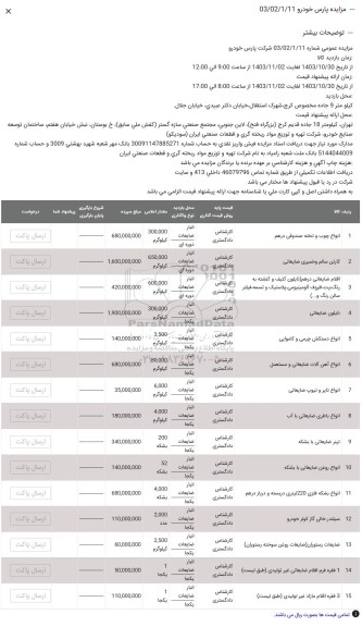 مزایده انواع چوب و تخته صندوقی درهم و ...