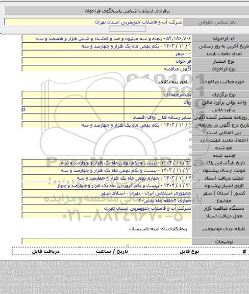 مناقصه, حفاری ۲حلقه چاه بخش۲۰