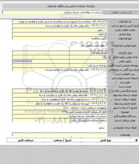 مناقصه, کابل لاستیکی افشان مسی تخت ۹۵*۳