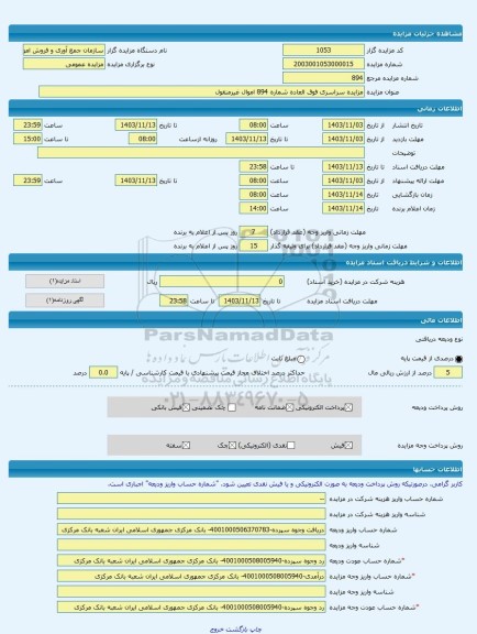 مزایده ، مزایده سراسری فوق العاده شماره 894 اموال غیرمنقول -مزایده آپارتمان  - استان گلستان