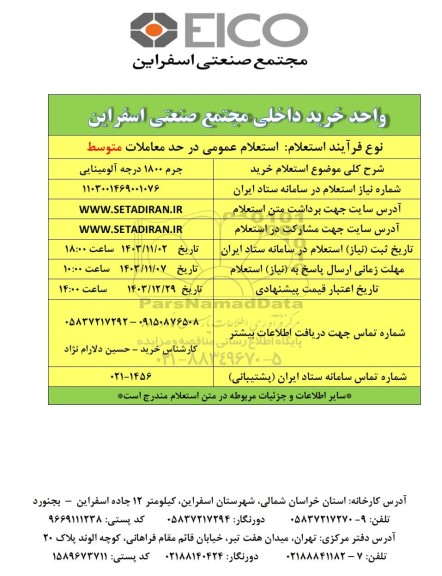 استعلام خرید جرم 1800 درجه آلومینایی 