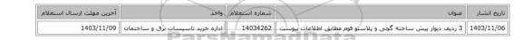 3 ردیف دیوار پیش ساخته  گچی و پلاستو فوم مطابق اطلاعات پیوست