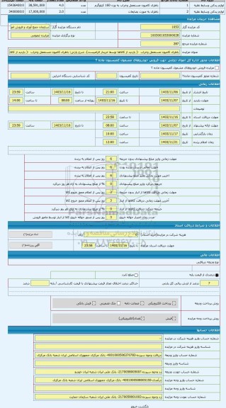 مزایده ، باطری کامیون مستعمل وخراب  -( بازدید از کالاها توسط خریدار الزامیست)