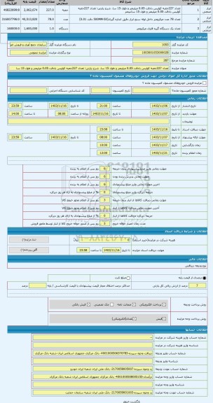 مزایده ، تعداد 227جعبه کولیس بادقت 0،05 میلیمتر و طول 15 سا