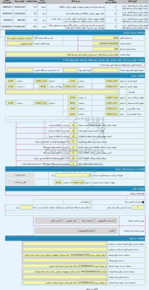 مزایده ، لوازم یدکی وسایط نقلیه