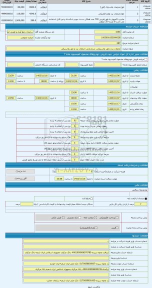 مزایده ، ضایعات برد و تلق پلاستیکی