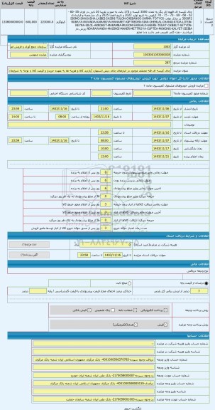 مزایده ، چای کیسه ای فله مختلف موجود در انبارهای چای دبش اشتهارد (بازدید کالا و هزینه ها به عهده خریدار و قیمت کالا با توجه به ش