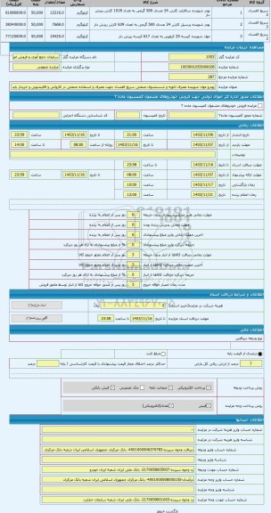 مزایده ، پودرو مواد شوینده مصرف ثانویه و شستشوی صنعتی سریع الفساد جهت مصرف و استفاده صنعتی در کارواش و قالیشویی و خریدار باید دا