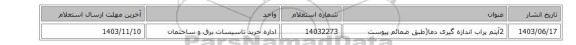 2آیتم پراب اندازه گیری دما(طبق ضمائم پیوست