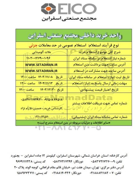 استعلام خرید ملات آلومینایی 