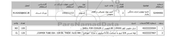 استعلام اثاثیه ولوازم اداری،خانگی وانبار