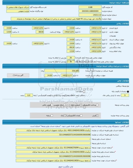 مزایده ، واگذاری حق بهره برداری 45 قطعه زمین صنعتی و صنفی در برخی از شهرکهای صنعتی استان چهارمحال و بختیاری -مزایده زمین  - استا